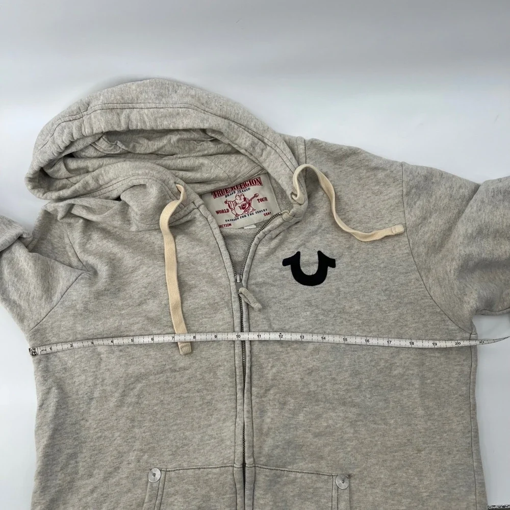 True‎ Religion Mens Heather Gray Buddha World Tour Full Zip Hoodie Sweatshirt S